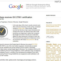 「Google Apps for Business」がISO27001の認証を取得、厳格なセキュリティ管理が求められる大企業でも導入が可能に(米Google) 画像