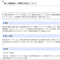 リリース（個人情報漏えい事案の発生について）