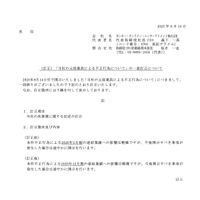 リリース（（訂正）「当社の元従業員による不正行為について」の一部訂正について）