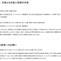 リリース（対象となる個人情報の内容）