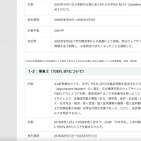 リリース（事象２（TOEFL iBTについて））