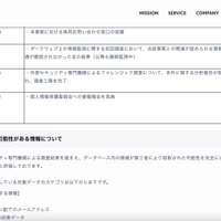 リリース（流出の可能性がある情報について）
