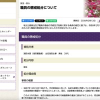 リリース（職員の懲戒処分について）