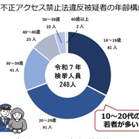 不正アクセス禁止法違反被疑者の年齢構成