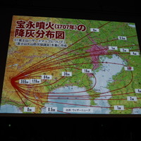宝永噴火の降灰範囲と堆積量