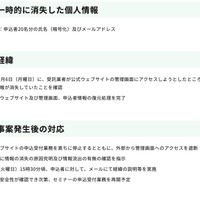 リリース（一時的に消失した個人情報）
