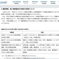 リリース（機密情報、個人情報漏洩の可能性の有無について）