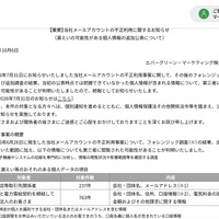 リリース（【重要】当社メールアカウントの不正利用に関するお知らせ （漏えいの可能性がある個人情報の追加公表について））