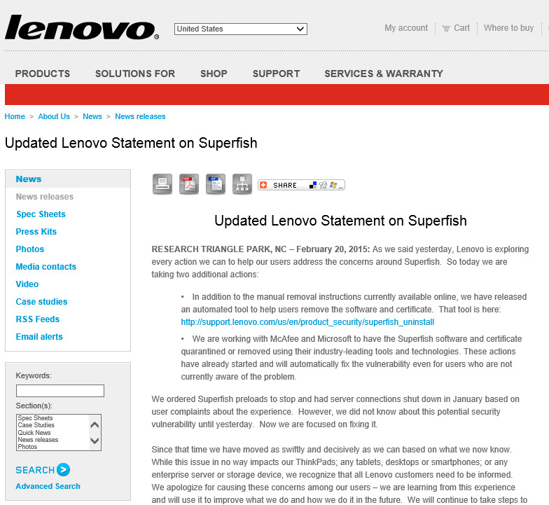 Lenovo製pcバンドルの Komodia Redirector に問題 アンインストールを Jvn Scannetsecurity