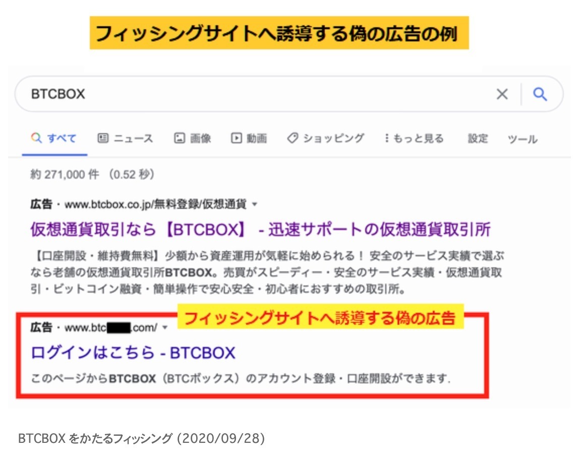 偽の広告経由で誘導 Btcboxをかたるフィッシングを確認 フィッシング対策協議会 Scannetsecurity