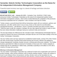 シマンテックから分社の情報管理会社、社名は「Veritas Technologies」に（シマンテック） 画像