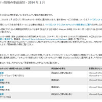 セキュリティ情報の事前通知、1月は「重要」のみ4件を予定(日本マイクロソフト) 画像