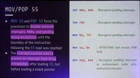 mov ss/pop ss命令は、スタックセグメントをロードするまで外部割込みやMNIなどを禁止する