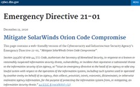 米国土安全保障省（ DHS ）による SolarWinds 社製品の悪用に関する緊急指令