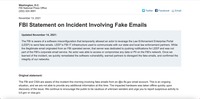 リリース(FBI Statement on Incident Involving Fake Emails)