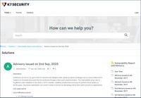 https://support.k7computing.com/index.php?/solutions/view-article/Advisory-issued-on-2nd-Sep-2025