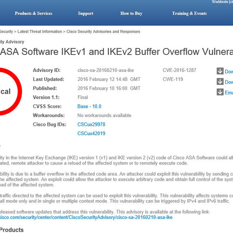 Cisco ASAにバッファオーバーフローの脆弱性（JVN） 画像
