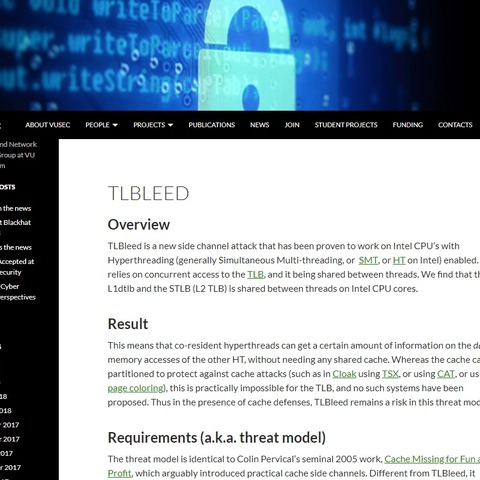 TLBleed にどう対応するか、暗号鍵漏えいさせるCPU攻撃をインテルは「心配に及ばず」と認識 （The Register） 画像