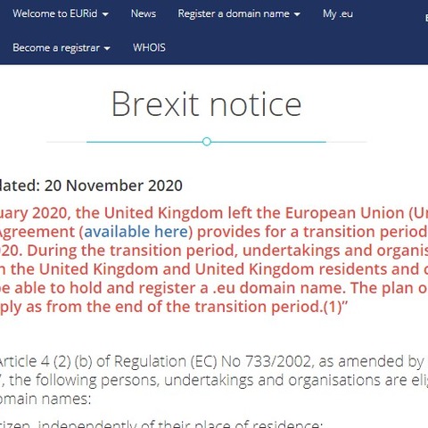 年明けから英国企業や個人は「.eu」ドメインが使えなくなる？ 画像
