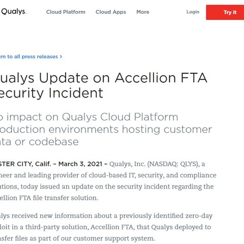 Qualys にランサムウェア攻撃 画像