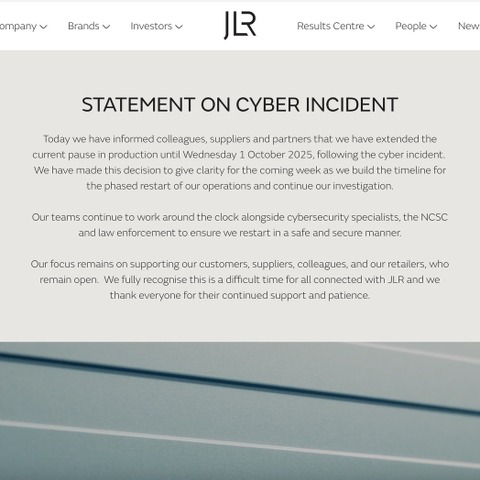 Jaguar Land Rover Automotive PLC、サイバーインシデントによる生産停止期間を 10 月 1 日まで延長 画像
