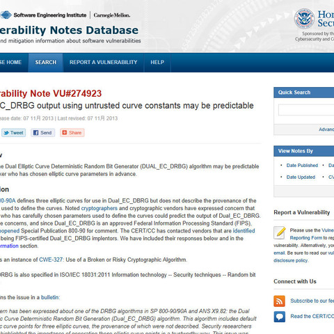 「Dual_EC_DRBG」に脆弱性、使用停止を強く推奨（JVN） 画像